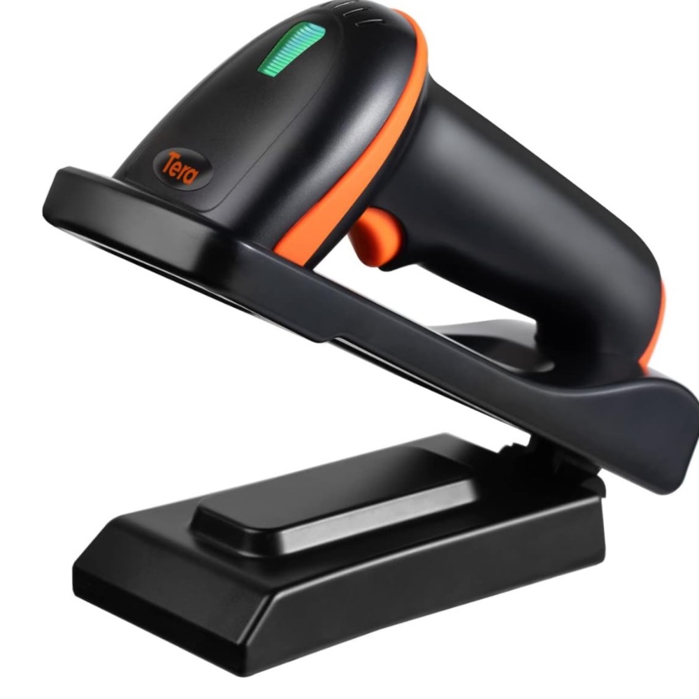 Tera 1D 2D QR Barcode Scanner with Adjustable‎ Folding Stand and Charging Cradle